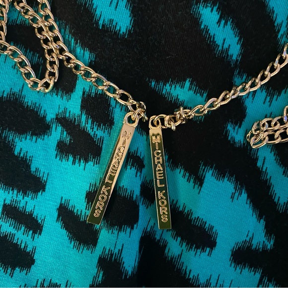 Michael Kors Teal and Black Animal Print Blouse EUC S - Picture 5 of 6